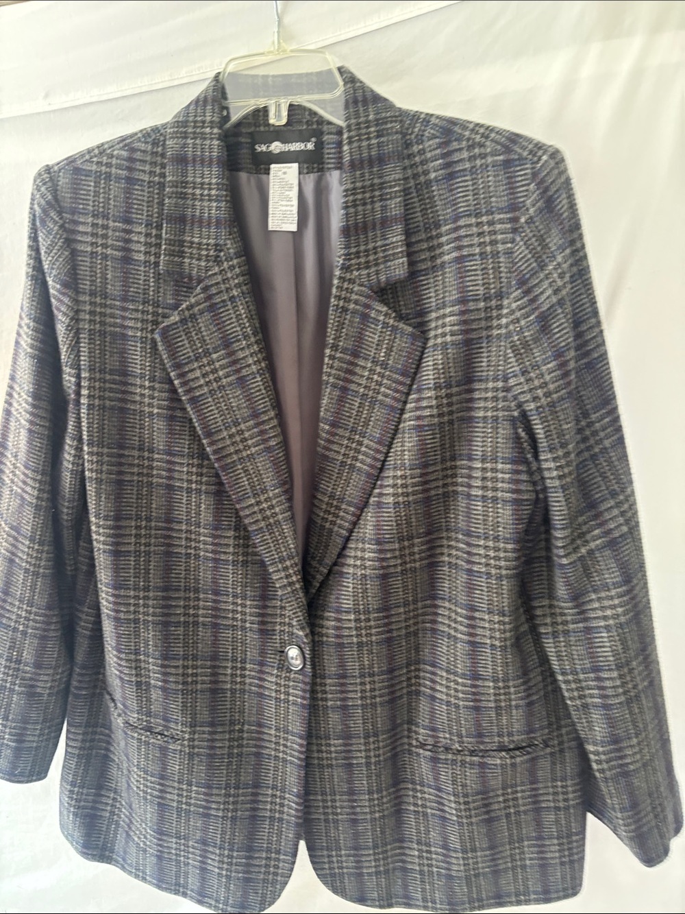 Sag Harbor Gray Plaid Sport Coat Size 18. Vintage